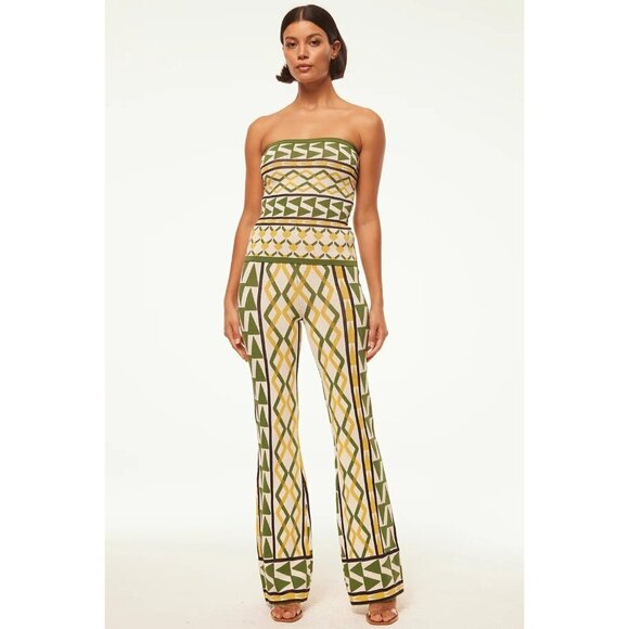 Misa Los Angeles Rialta Pants in Limoncello Geo Large New Womens Knit Trousers - Picture 14 of 14
